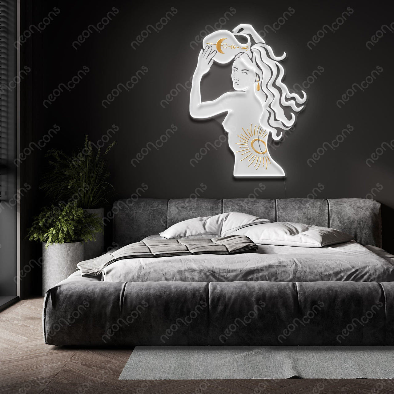 "Aquarius Goddess" LED Neon x Print x Reflective Acrylic by Neon Icons