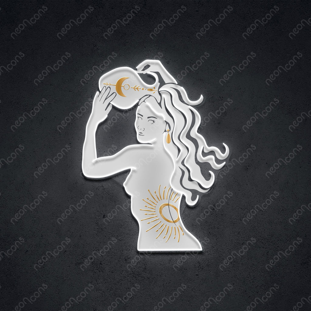 "Aquarius Goddess" LED Neon x Print x Reflective Acrylic 60cm (2ft) / Neon x Acrylic Print with Reflective Acrylic by Neon Icons