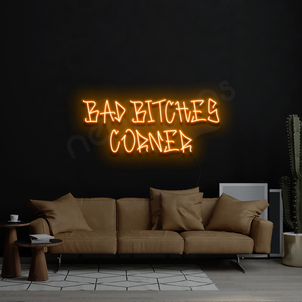 "Bad Bitches Corner" Neon Sign 60cm (2ft) / Orange / LED by Neon Icons