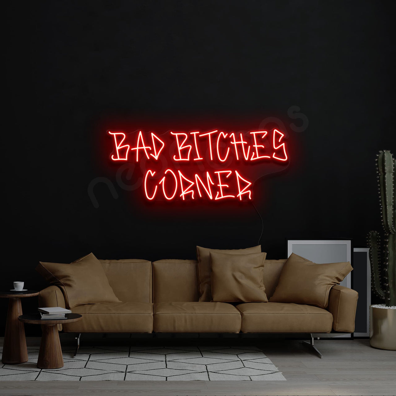 "Bad Bitches Corner" Neon Sign 60cm (2ft) / Red / LED by Neon Icons