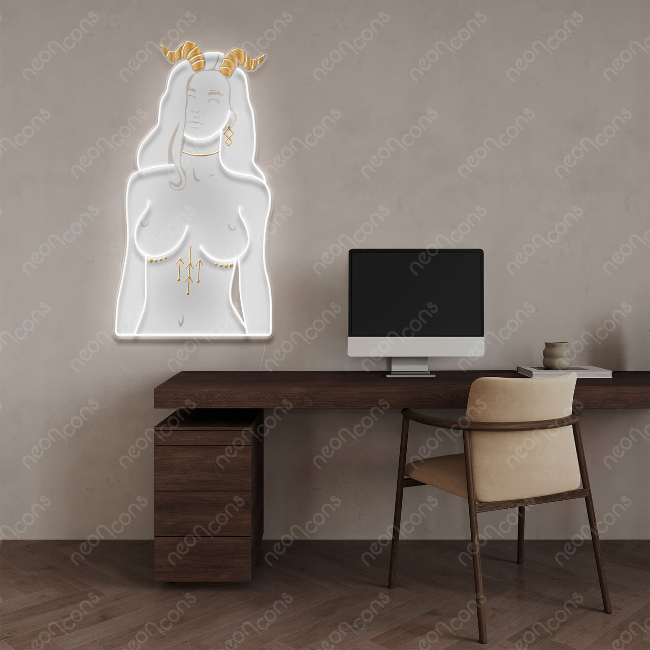 "Capricorn Goddess" LED Neon x Print x Reflective Acrylic by Neon Icons