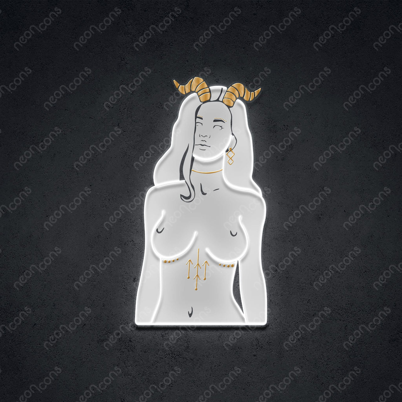 "Capricorn Goddess" LED Neon x Print x Reflective Acrylic 60cm (2ft) / Neon x Acrylic Print with Reflective Acrylic by Neon Icons