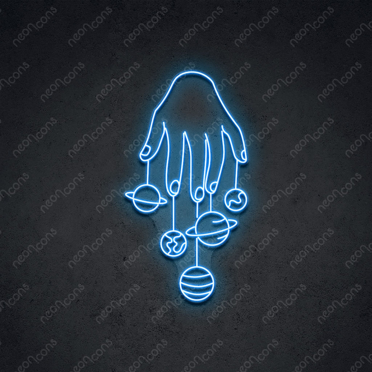 "Cosmic Hand" LED Neon 75cm (2.5ft) / Ice Blue / LED Neon by Neon Icons