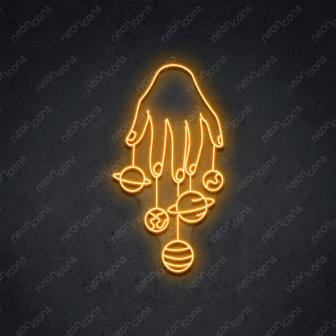 "Cosmic Hand" LED Neon 75cm (2.5ft) / Orange / LED Neon by Neon Icons