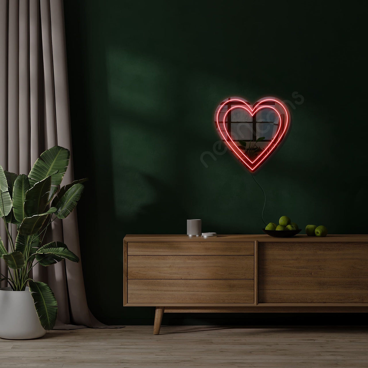 "Double Hearts" LED Neon x Acrylic Mirror by Neon Icons