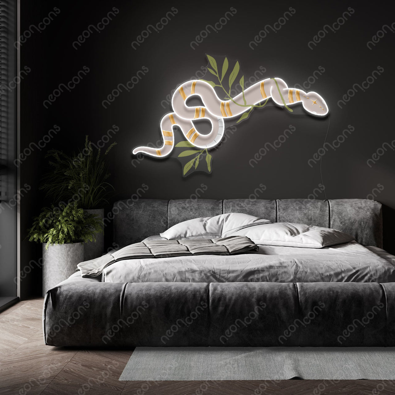 "Entangled Snake" LED Neon x Print x Reflective Acrylic by Neon Icons