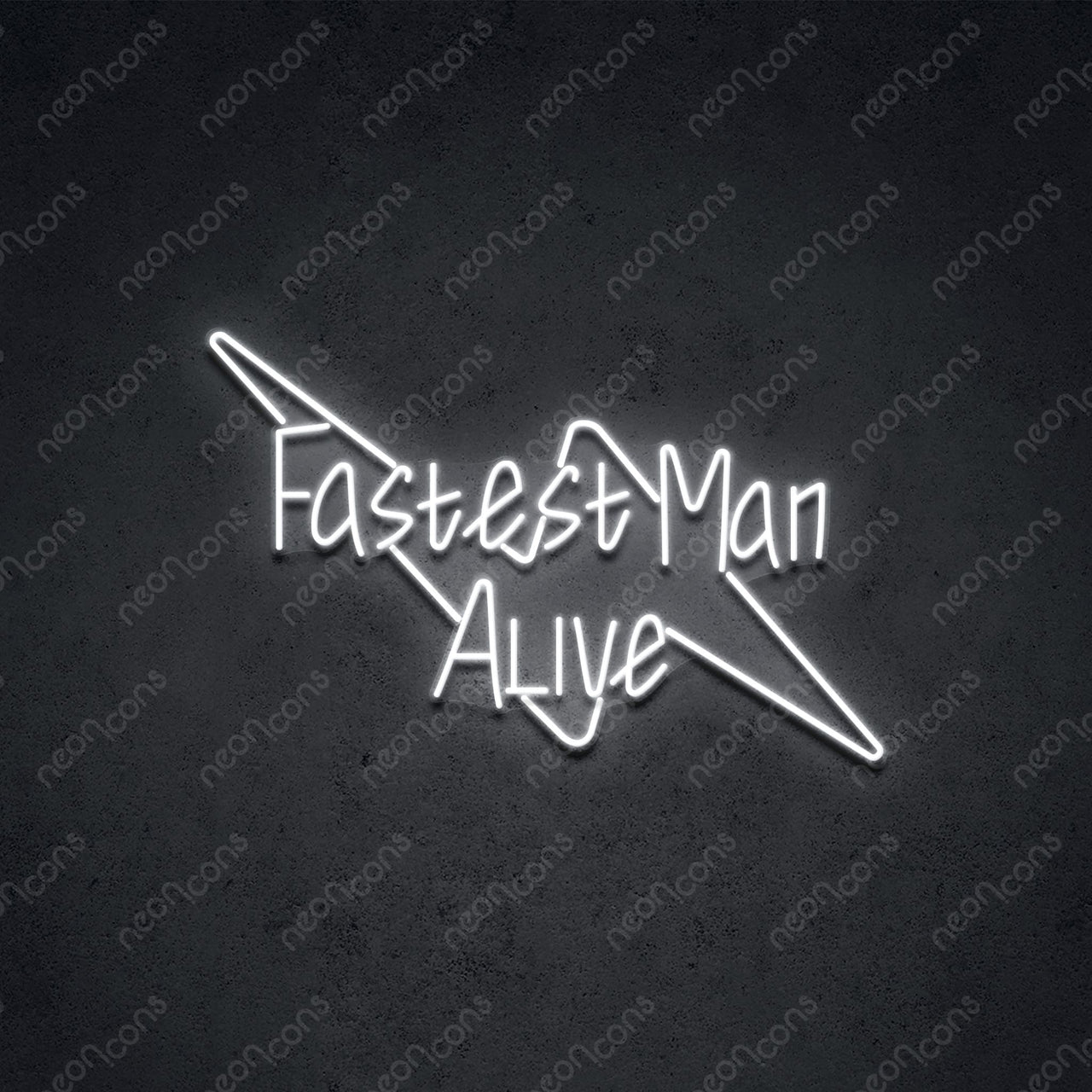 "Fastest Man Alive" Neon Sign 60cm (2ft) / White / LED Neon by Neon Icons