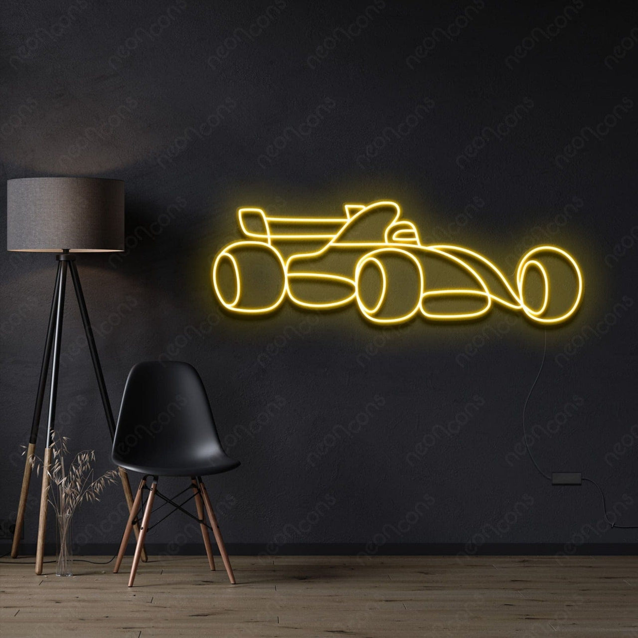 "Formula 1 Race Car" Neon Sign 60cm (2ft) / Yellow / LED Neon by Neon Icons