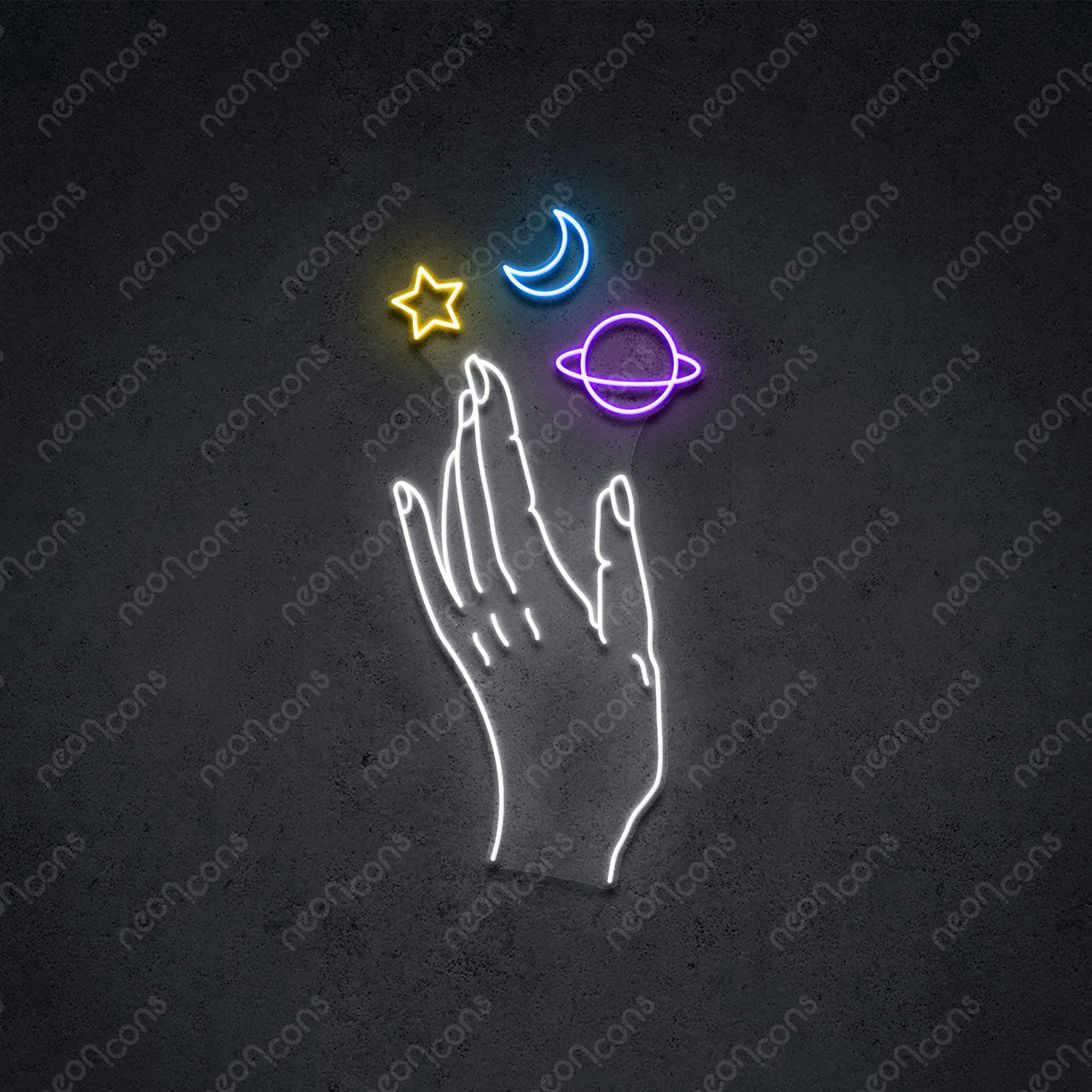 "Galaxy Hand" LED Neon 60cm (2ft) / Multicolored / LED Neon by Neon Icons