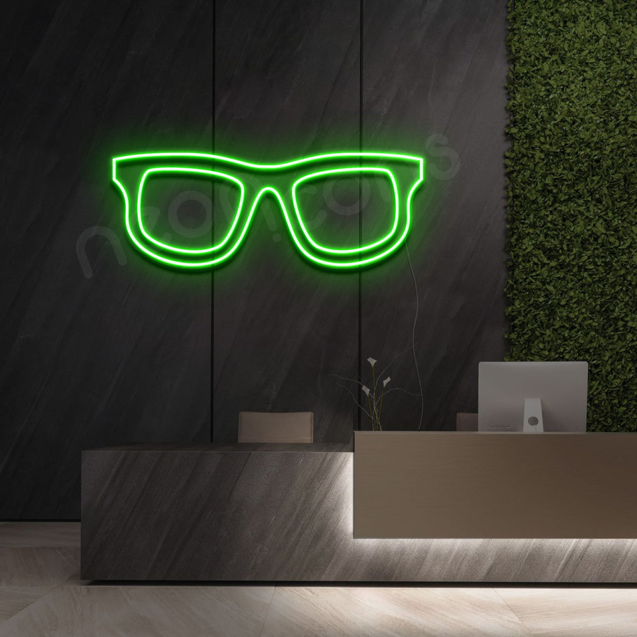 "Glasses" Neon Sign 40cm (1.3ft) / Green / LED by Neon Icons