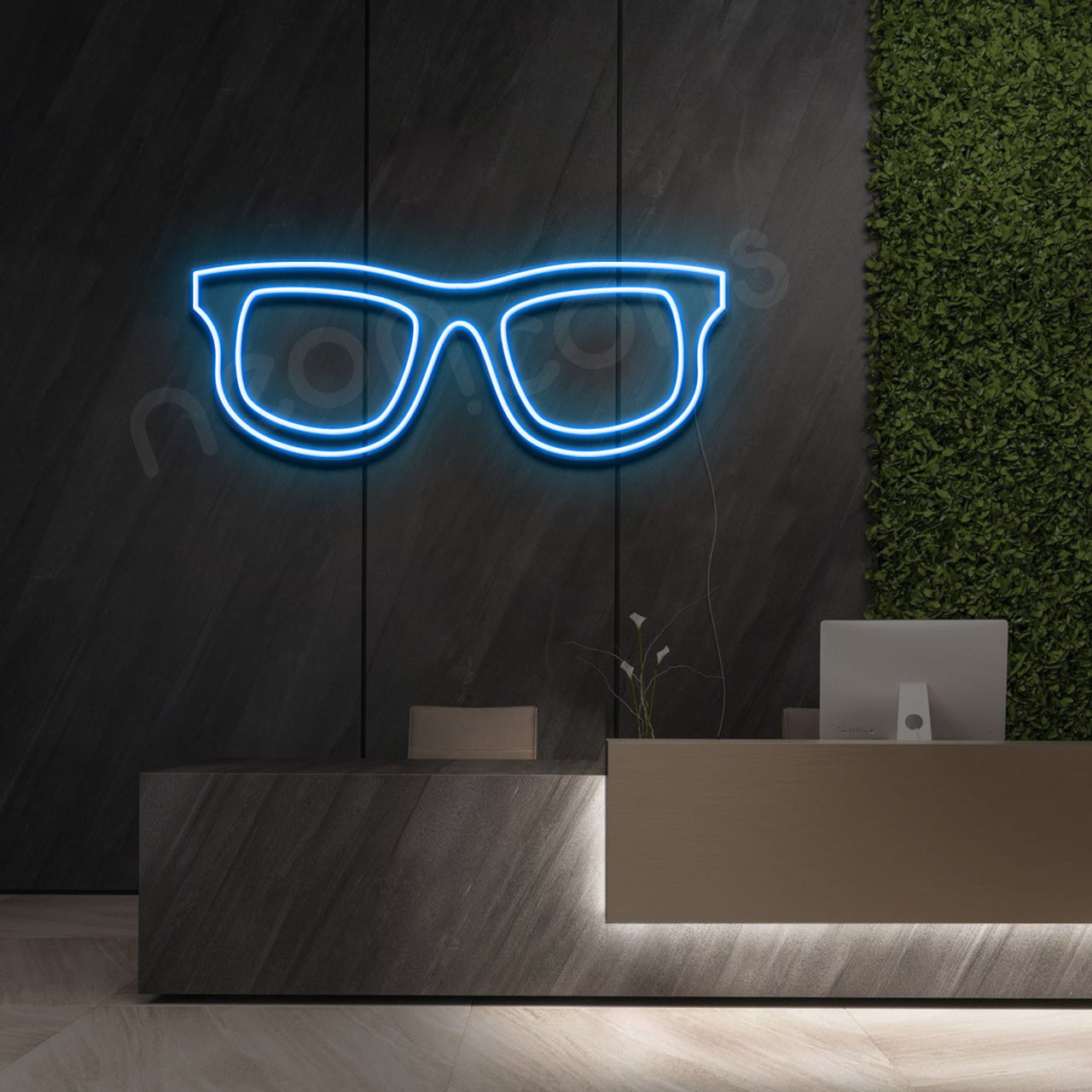 "Glasses" Neon Sign 40cm (1.3ft) / Ice Blue / LED by Neon Icons