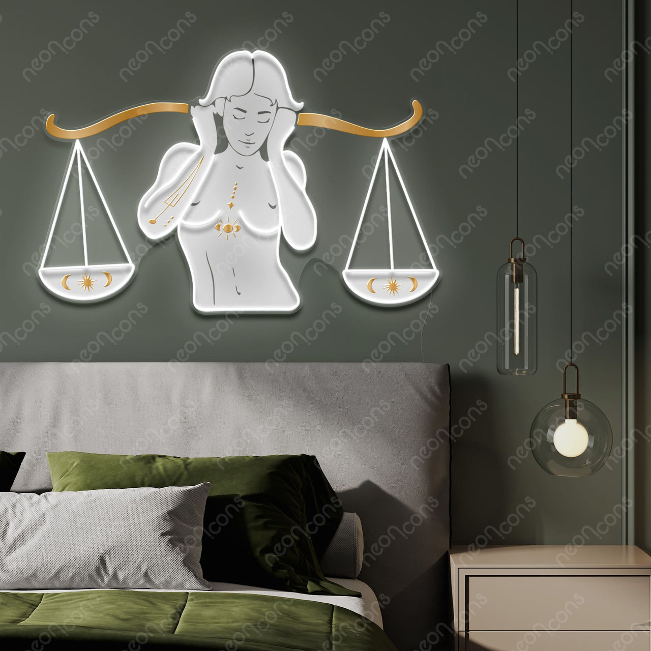 "Libra Goddess" LED Neon x Print x Reflective Acrylic by Neon Icons