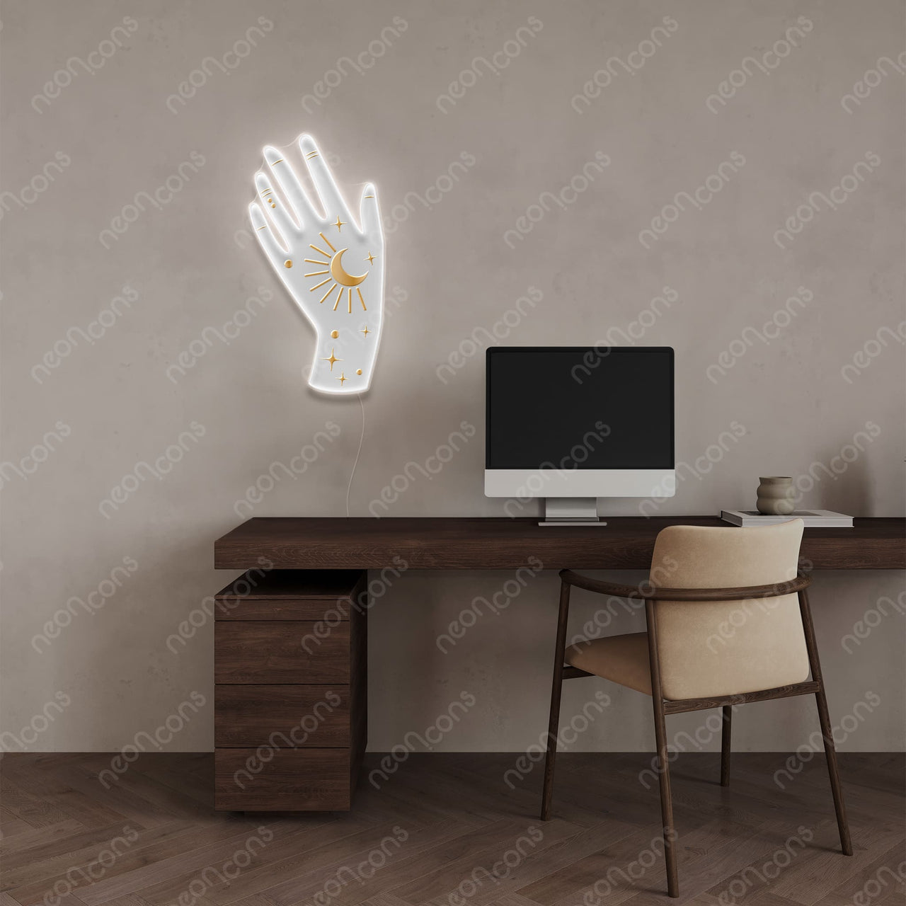 "Palm Reader" LED Neon x Print x Reflective Acrylic by Neon Icons