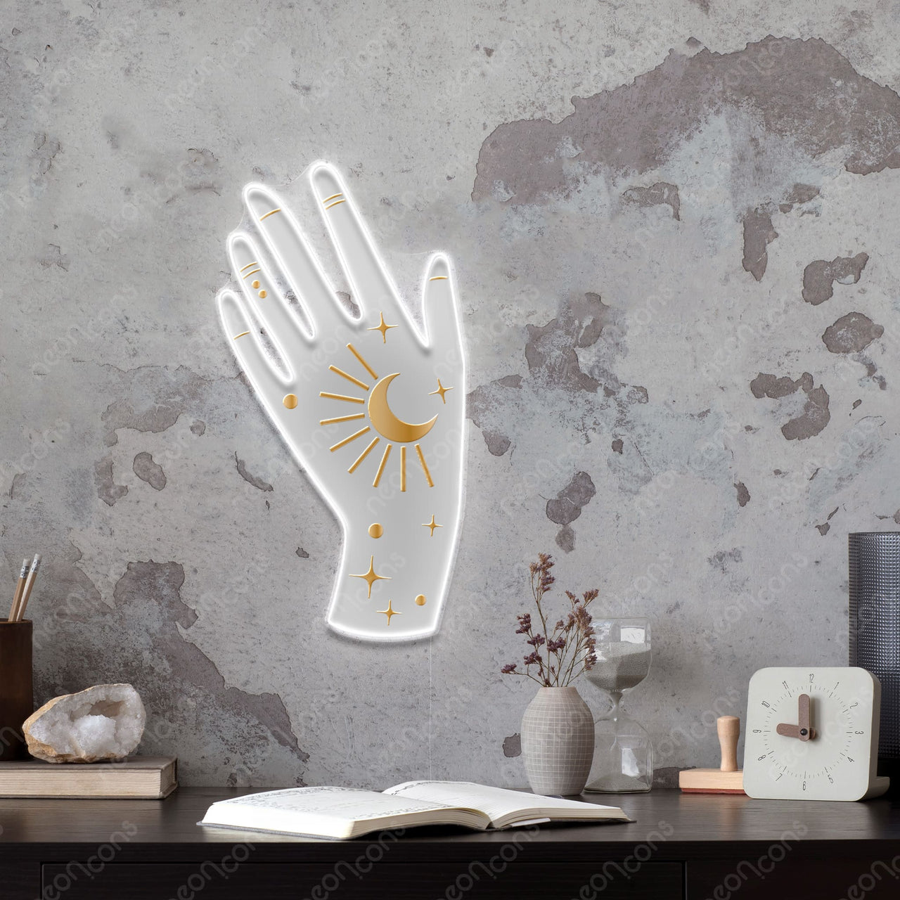 "Palm Reader" LED Neon x Print x Reflective Acrylic by Neon Icons