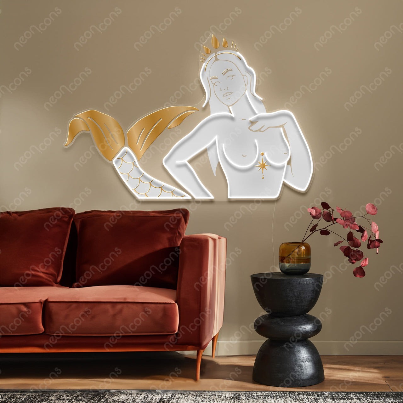 "Pisces Goddess" LED Neon x Print x Reflective Acrylic by Neon Icons