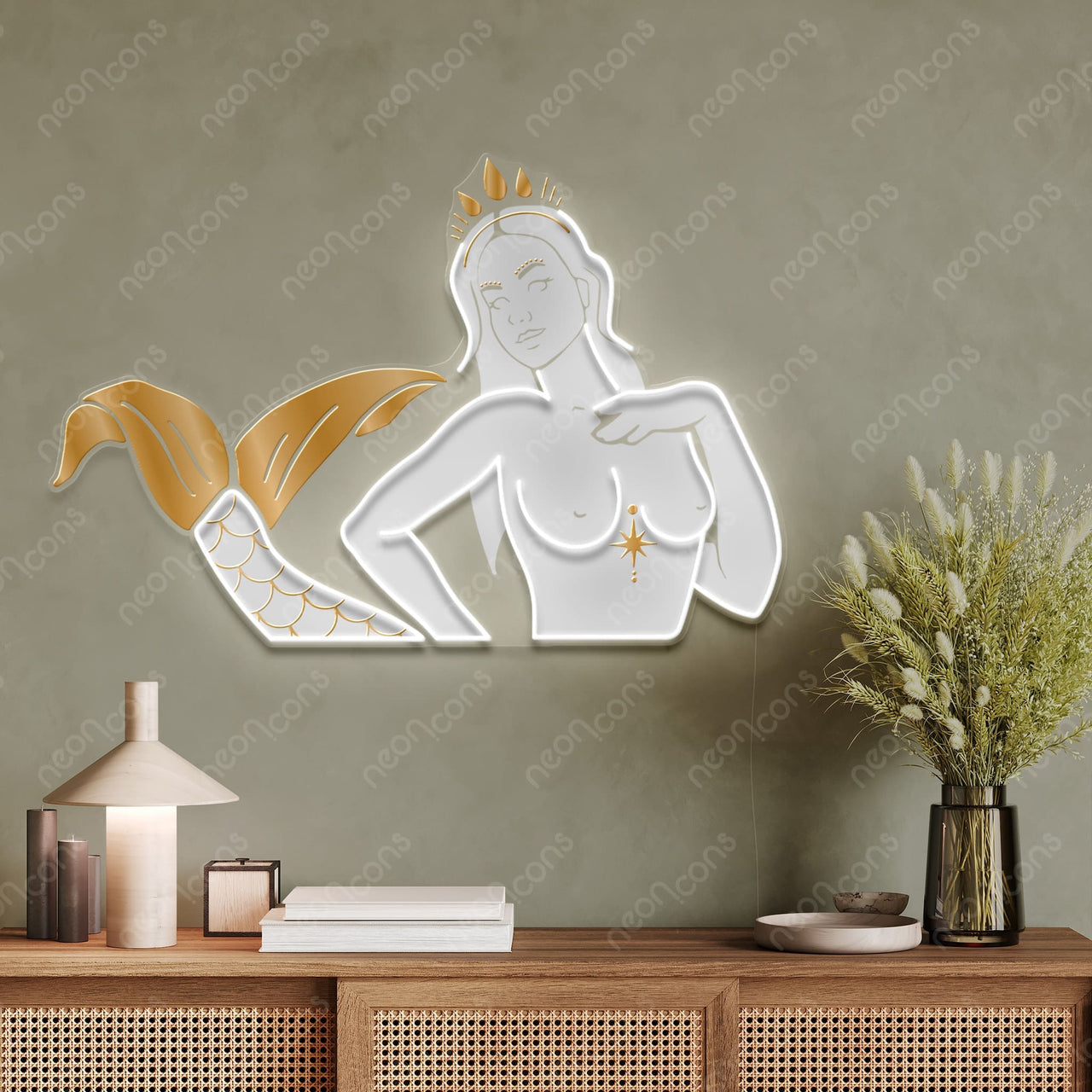 "Pisces Goddess" LED Neon x Print x Reflective Acrylic by Neon Icons