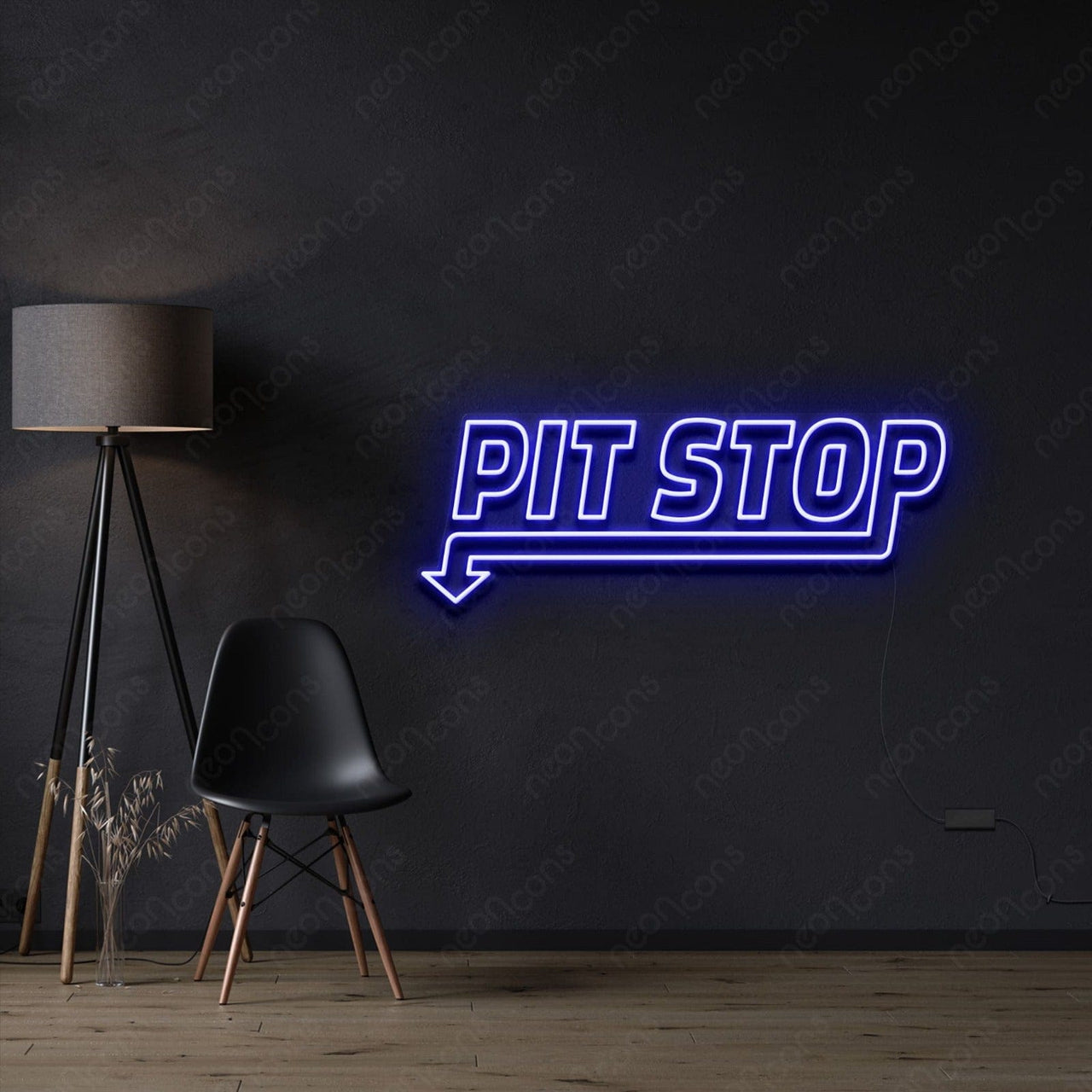 "PitStop" Neon Sign 60cm (2ft) / Blue / LED Neon by Neon Icons