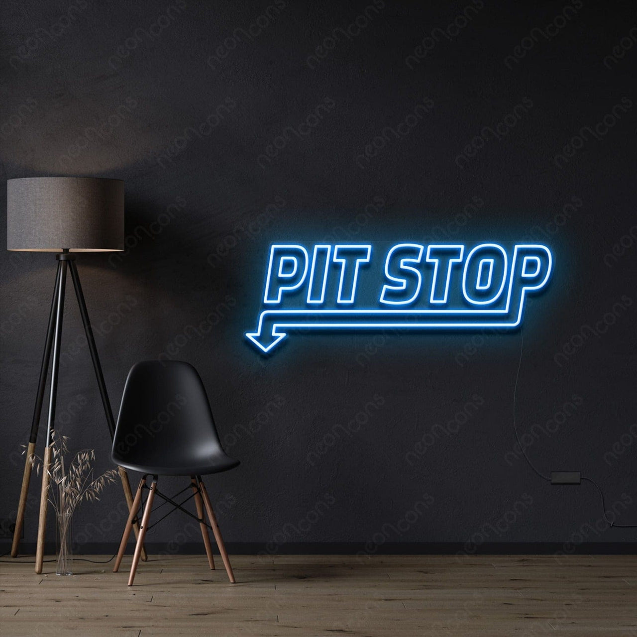 "PitStop" Neon Sign 60cm (2ft) / Ice Blue / LED Neon by Neon Icons