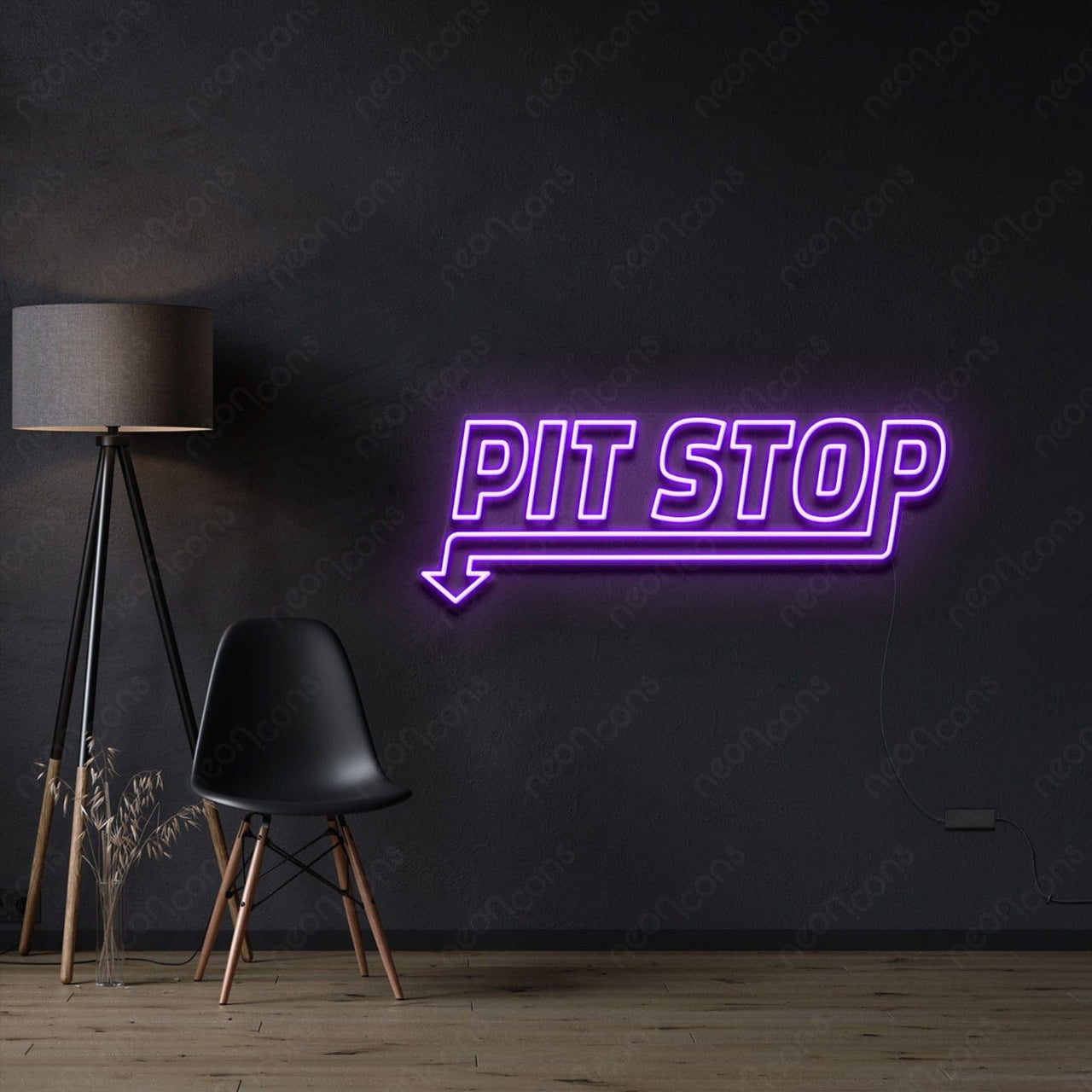 "PitStop" Neon Sign 60cm (2ft) / Purple / LED Neon by Neon Icons