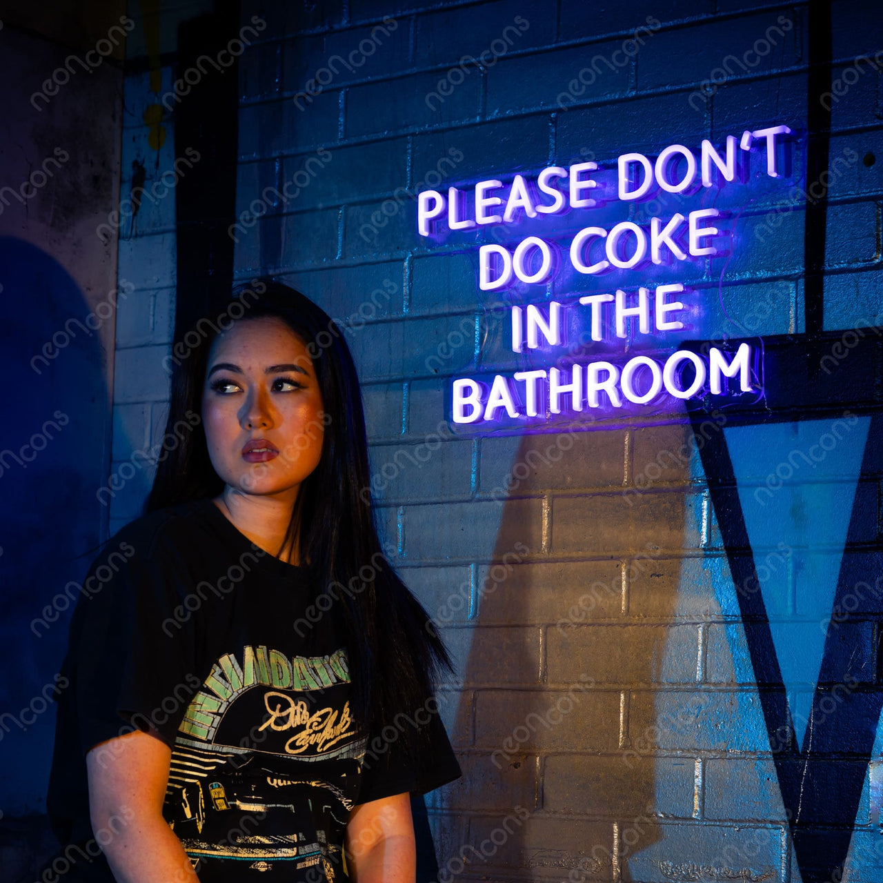 "Please Don't Do Coke In The Bathroom" LED Neon Sign by Neon Icons