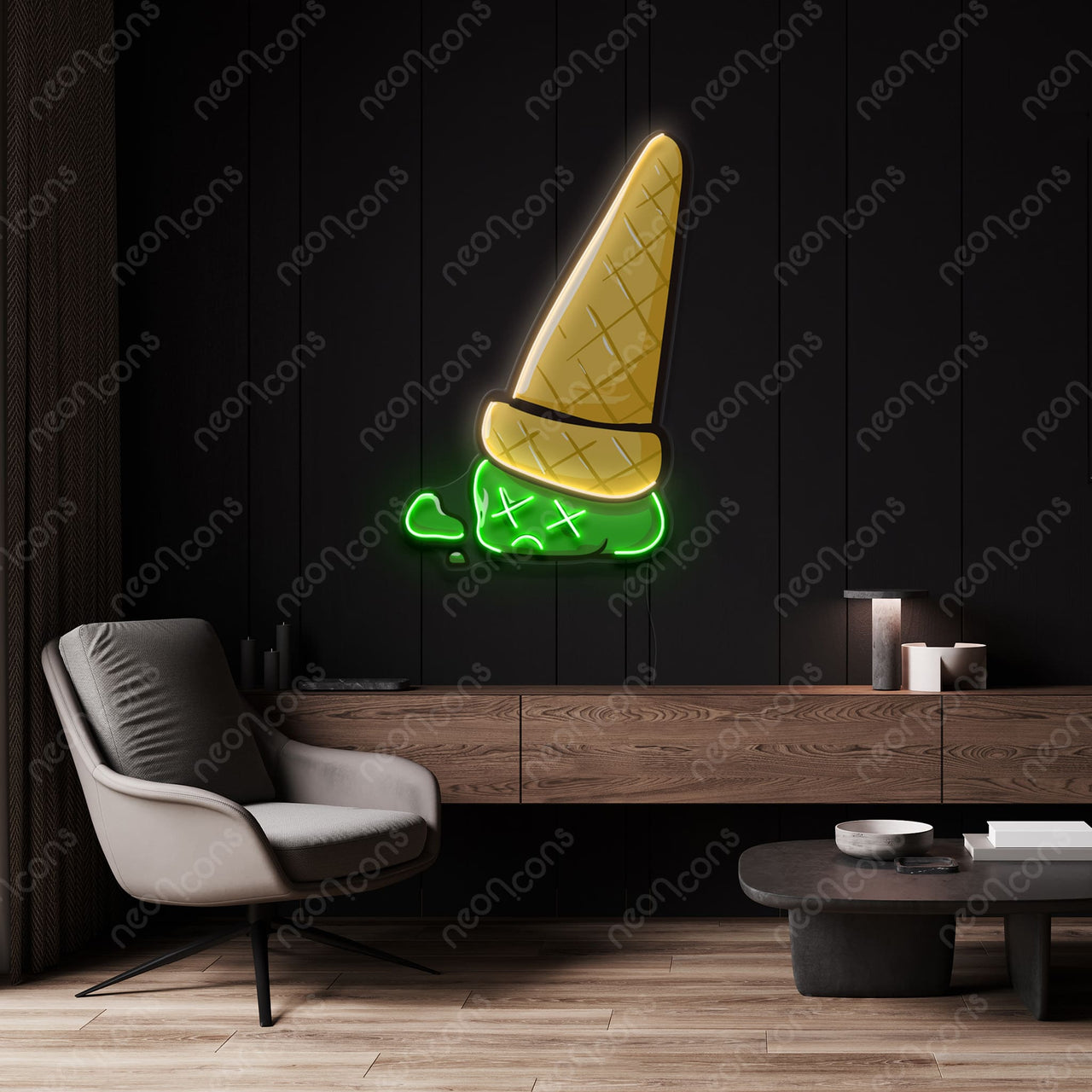 "Sadcream Cone" LED Neon x Print by Neon Icons