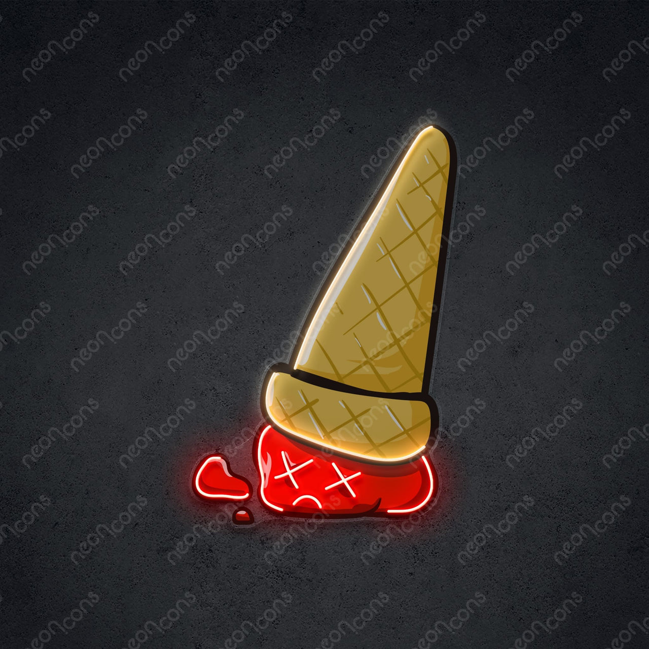 "Sadcream Cone" LED Neon x Print 45cm (1.5ft) / Red / LED Neon x Print by Neon Icons