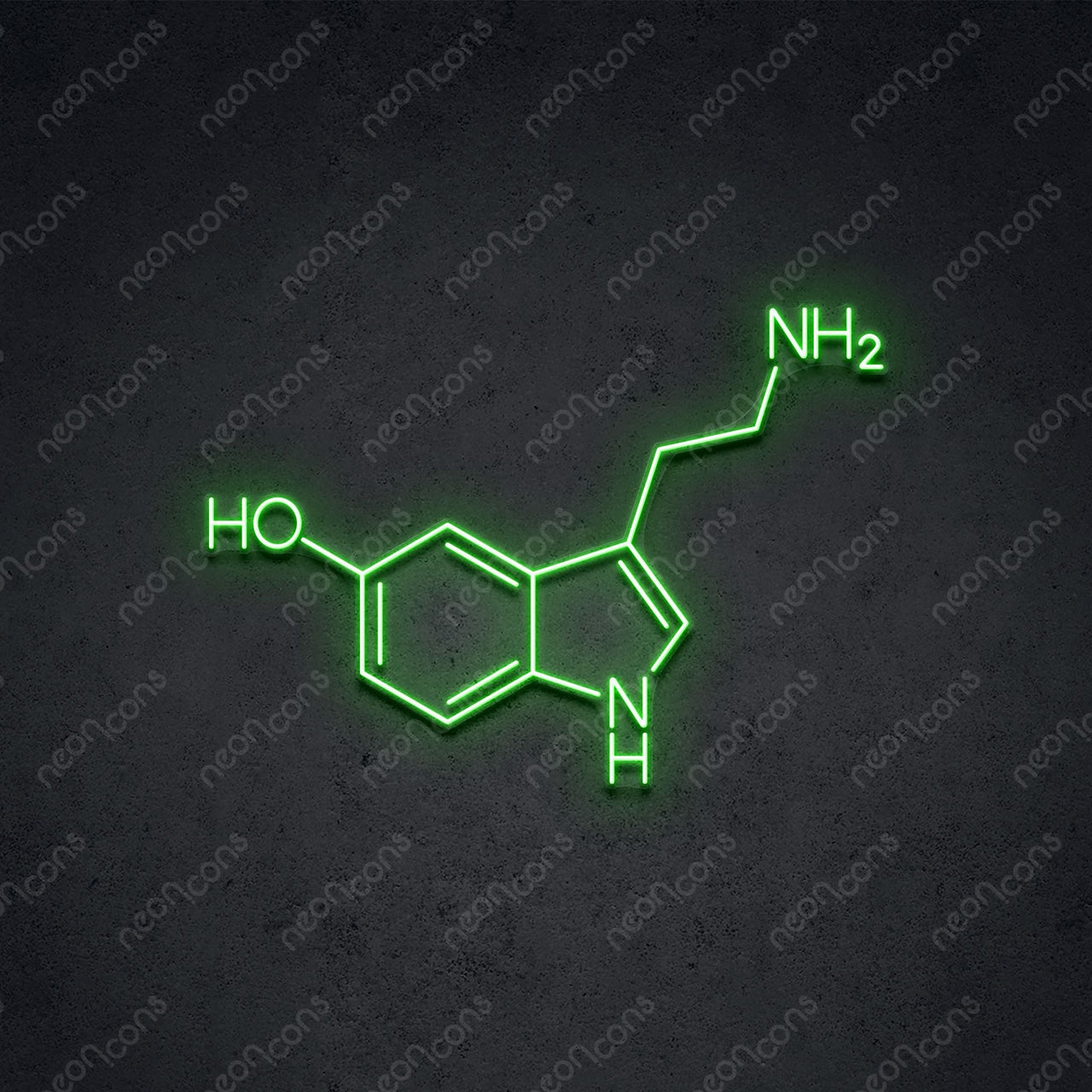 "Serotonin Molecule" LED Neon 60cm (2ft) / Green / LED Neon by Neon Icons