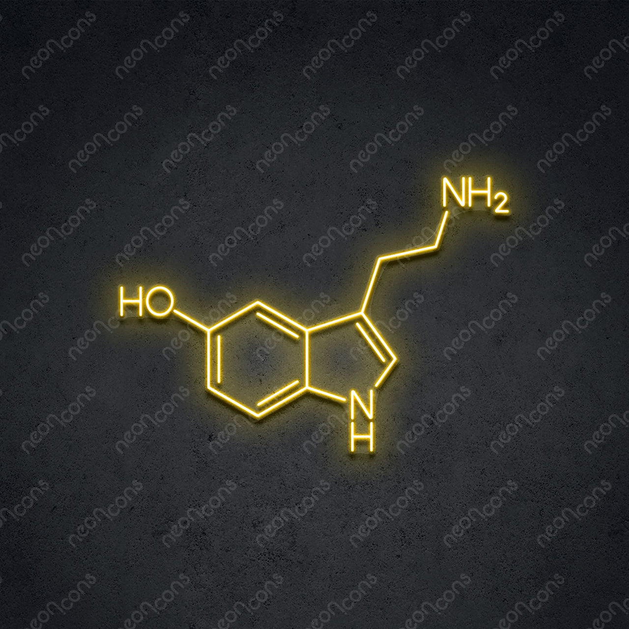 "Serotonin Molecule" LED Neon 60cm (2ft) / Yellow / LED Neon by Neon Icons