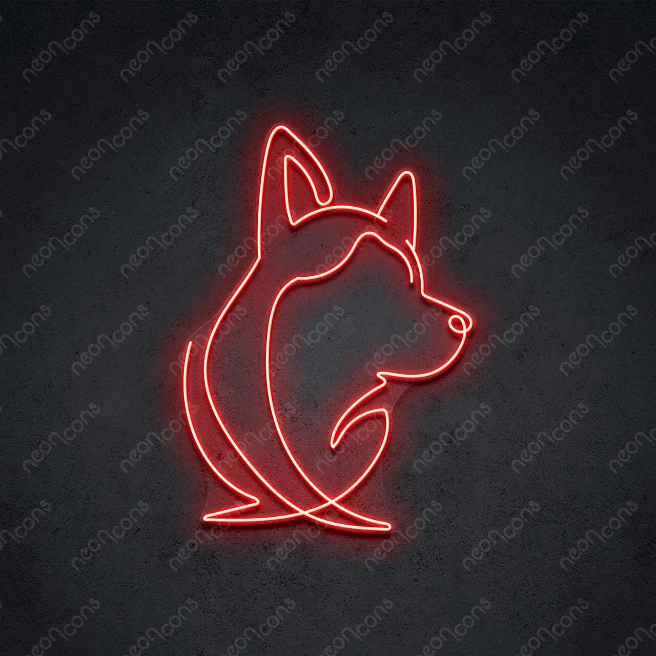 "Siberian Husky Face" LED Neon 60cm (2ft) / Red / LED Neon by Neon Icons