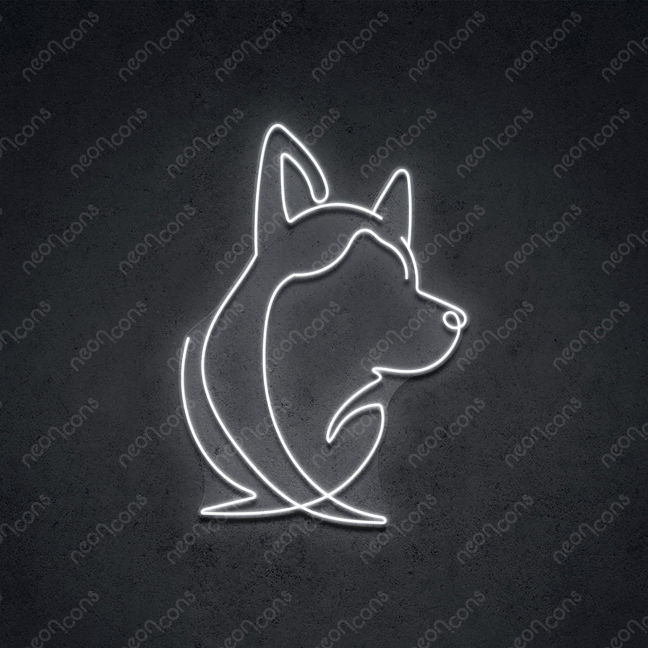 "Siberian Husky Face" LED Neon 60cm (2ft) / White / LED Neon by Neon Icons