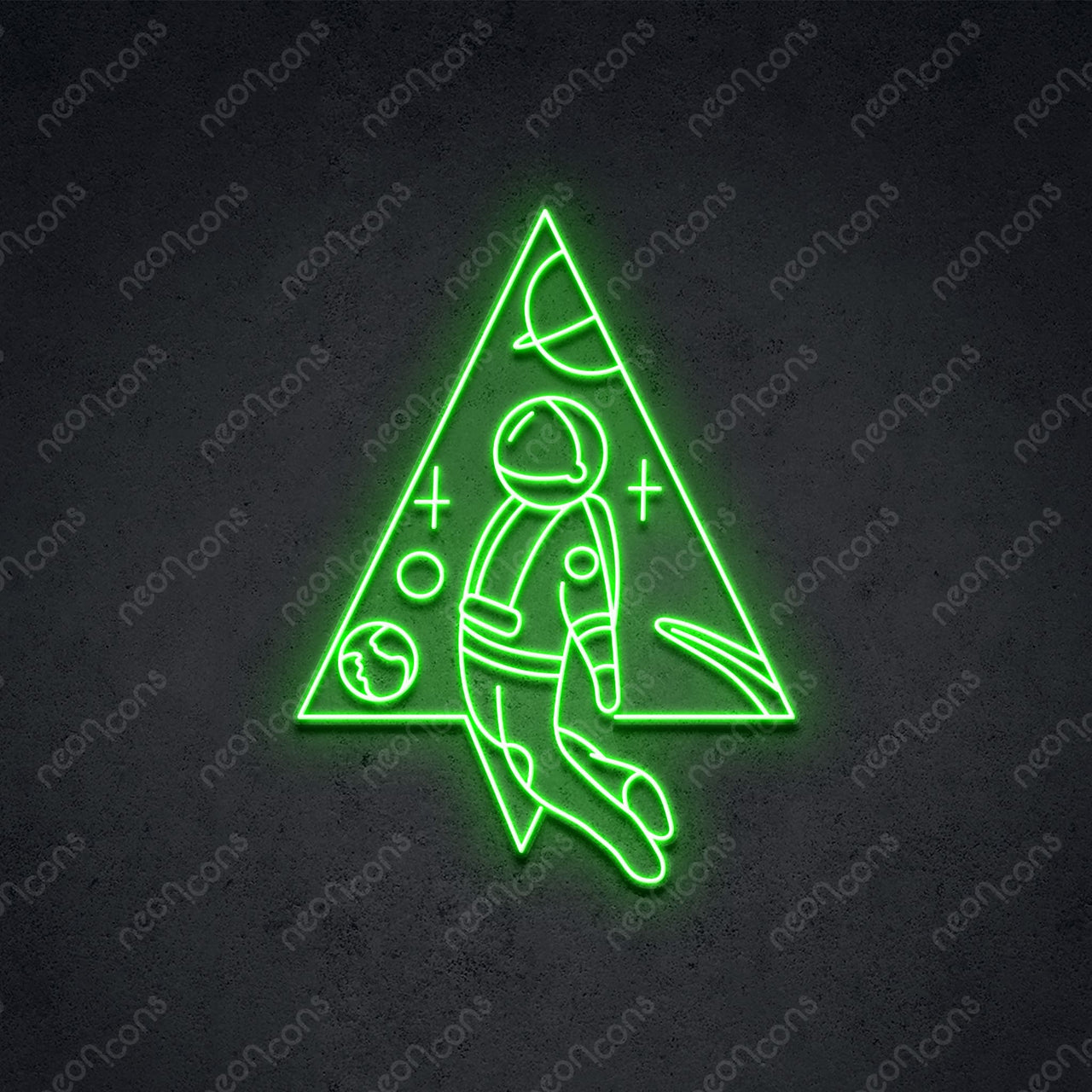 "Spaceman Triangle" LED Neon 60cm (2ft) / Green / LED Neon by Neon Icons