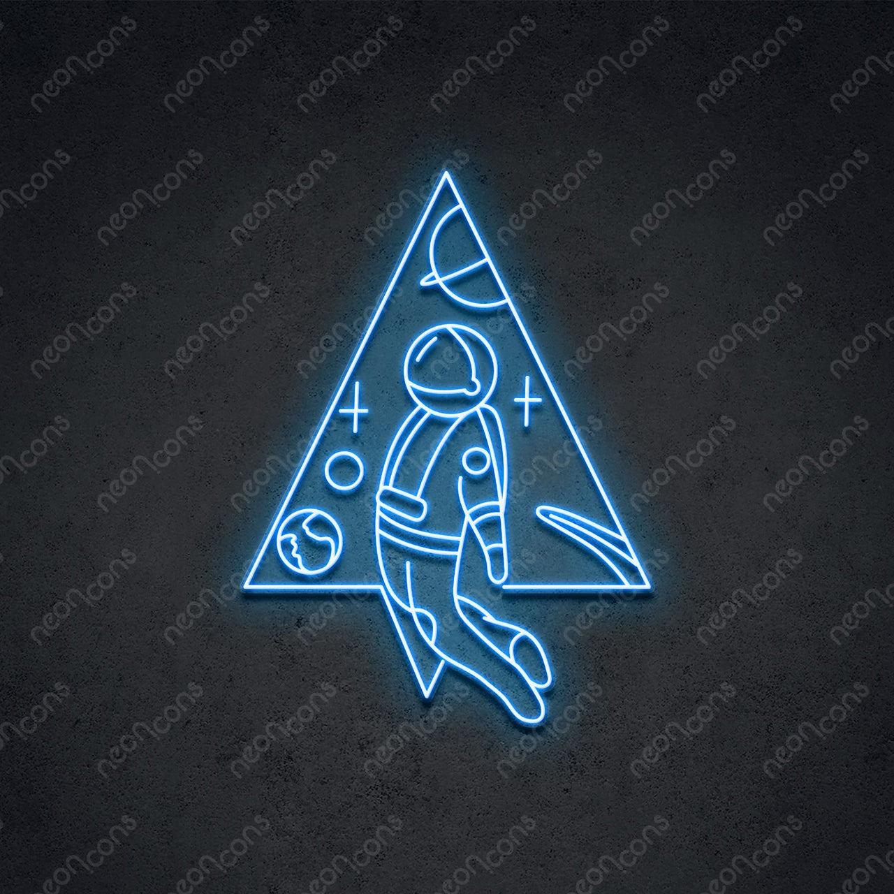 "Spaceman Triangle" LED Neon 60cm (2ft) / Ice Blue / LED Neon by Neon Icons