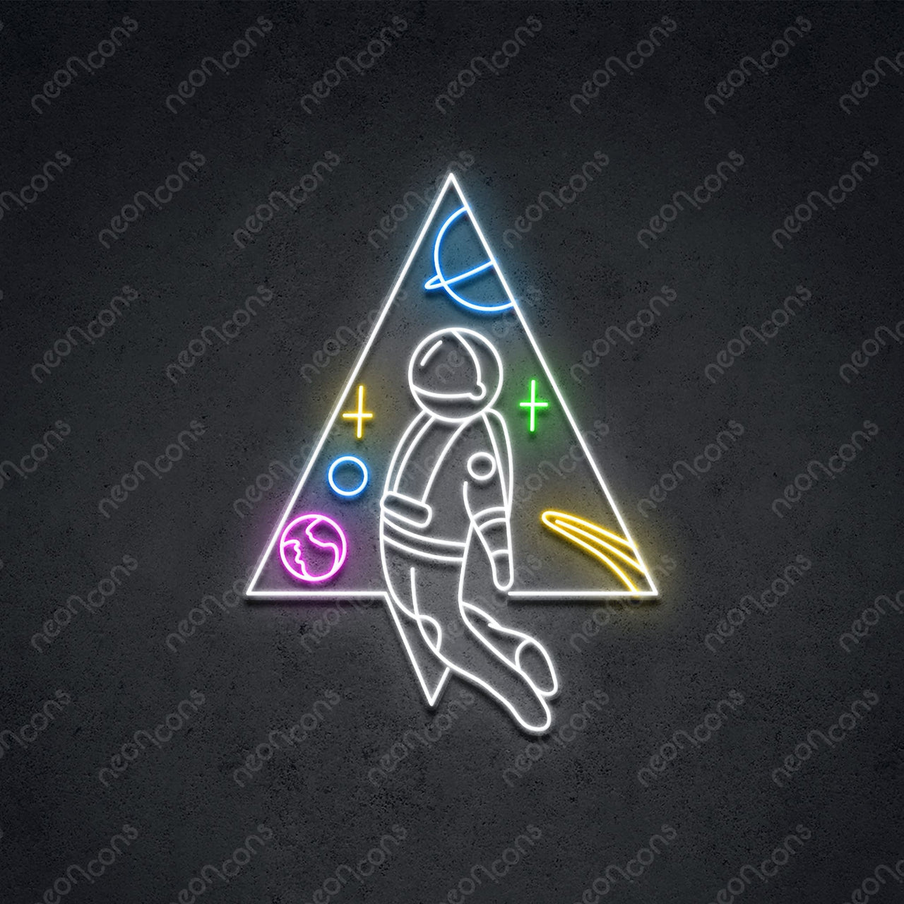 "Spaceman Triangle" LED Neon 60cm (2ft) / Multicolored / LED Neon by Neon Icons