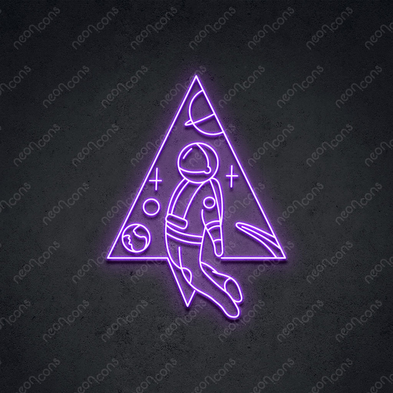 "Spaceman Triangle" LED Neon 60cm (2ft) / Purple / LED Neon by Neon Icons