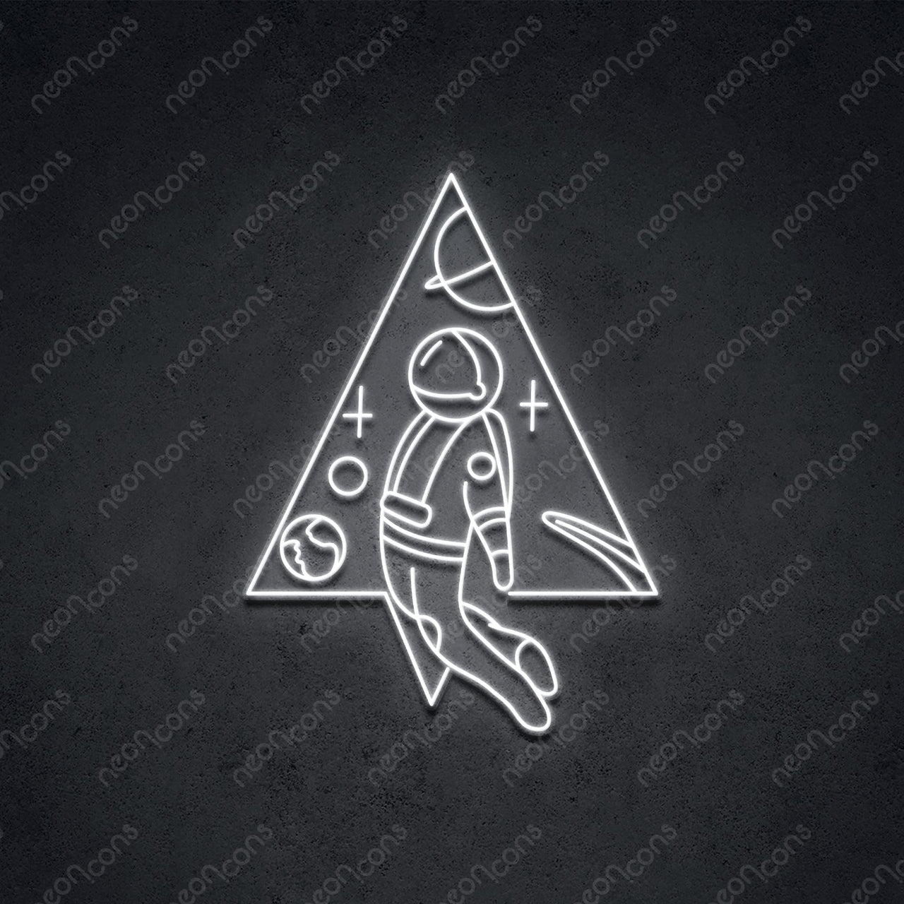 "Spaceman Triangle" LED Neon 60cm (2ft) / White / LED Neon by Neon Icons