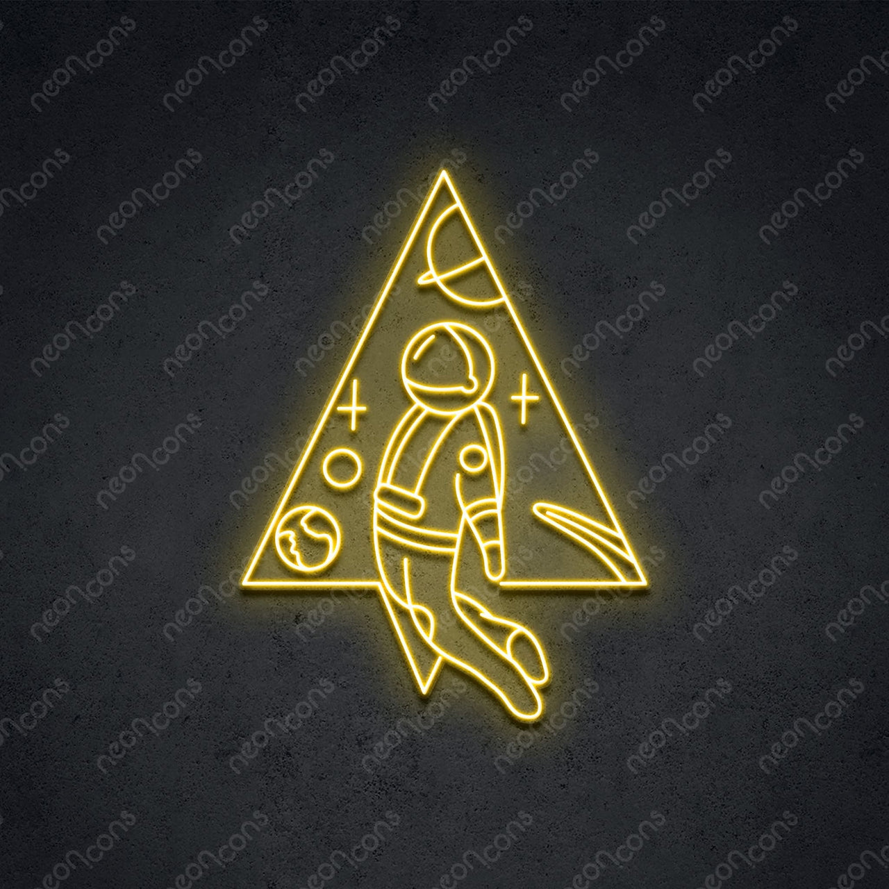 "Spaceman Triangle" LED Neon 60cm (2ft) / Yellow / LED Neon by Neon Icons