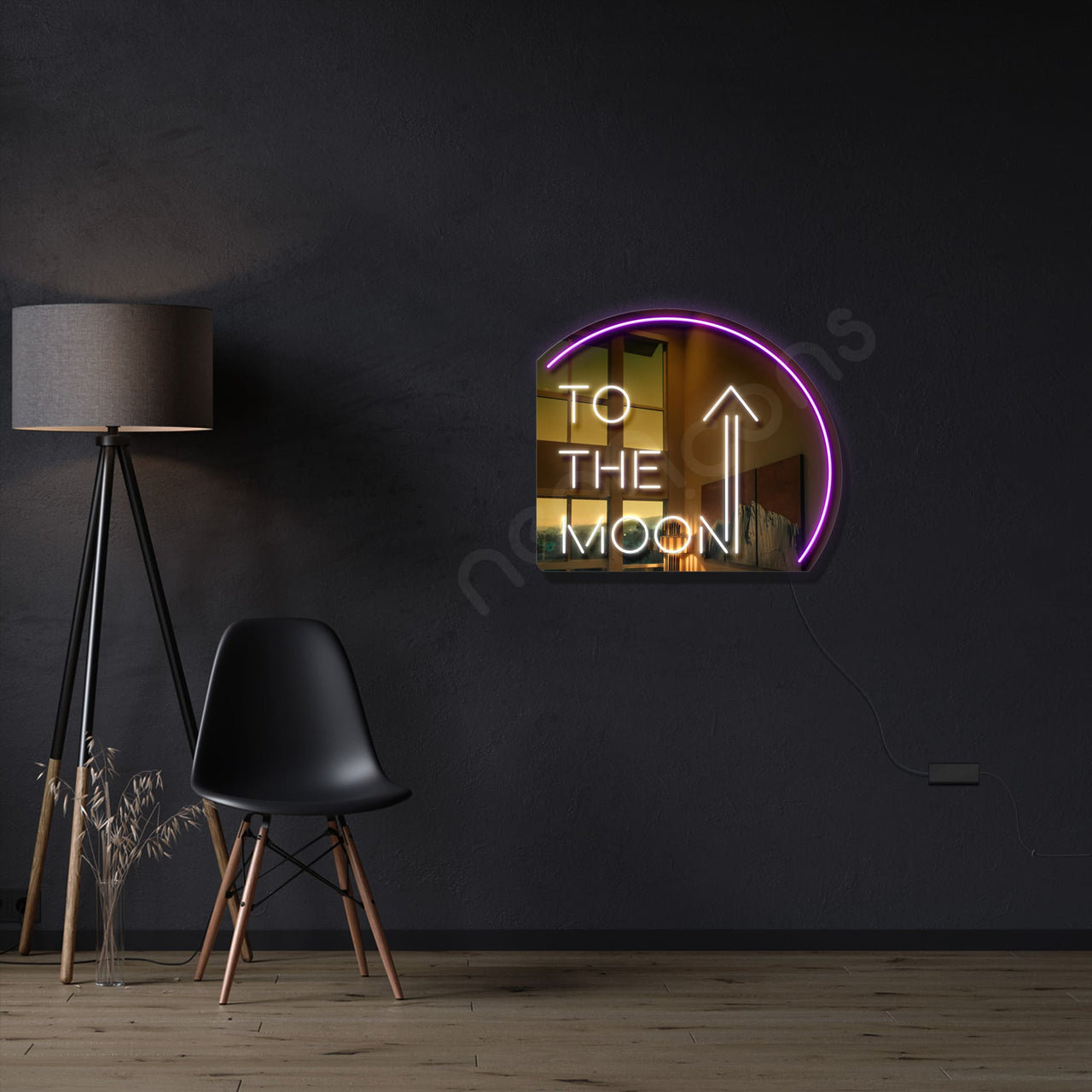 "To The Moon" LED Neon x Acrylic Mirror by Neon Icons