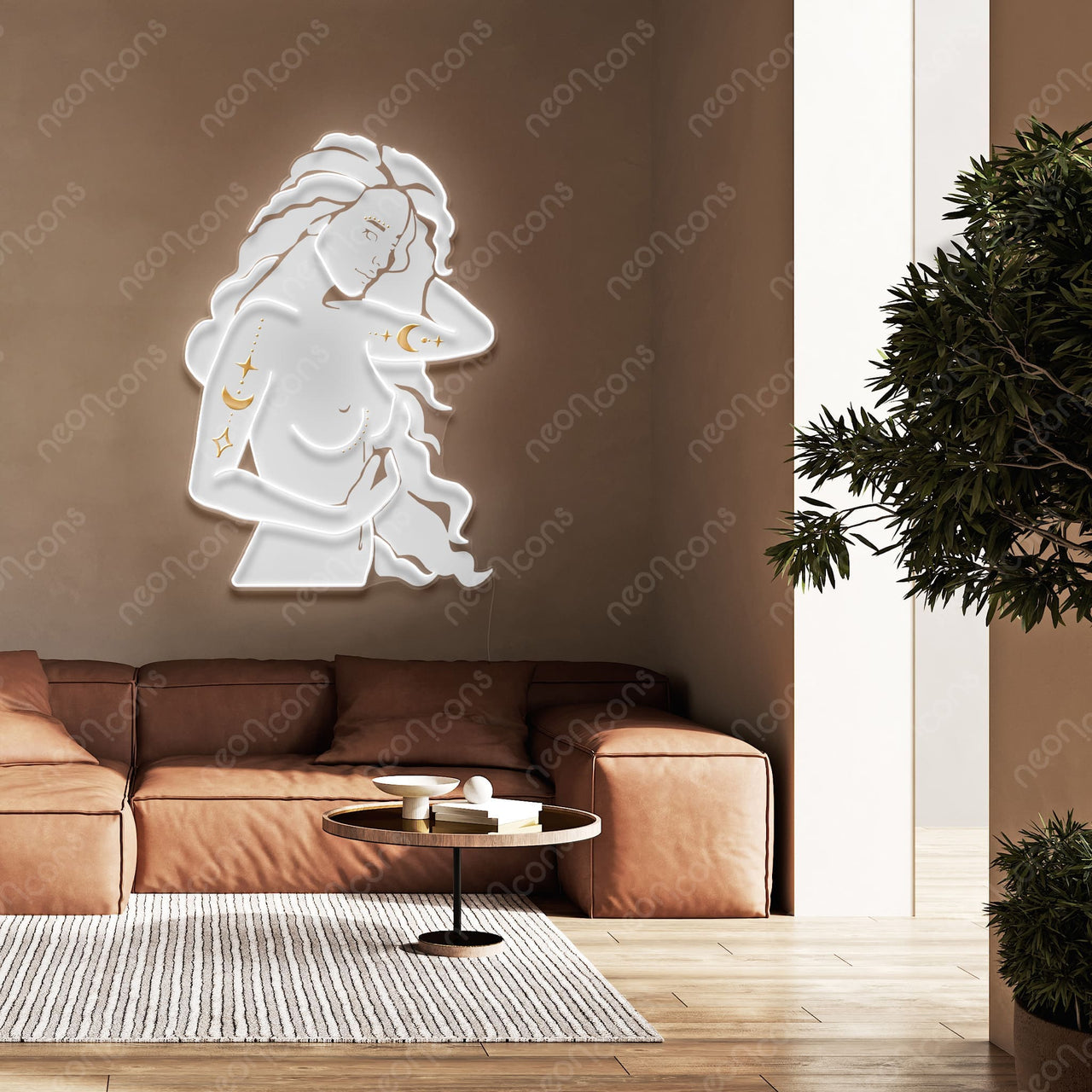 "Virgo Goddess" LED Neon x Print x Reflective Acrylic by Neon Icons