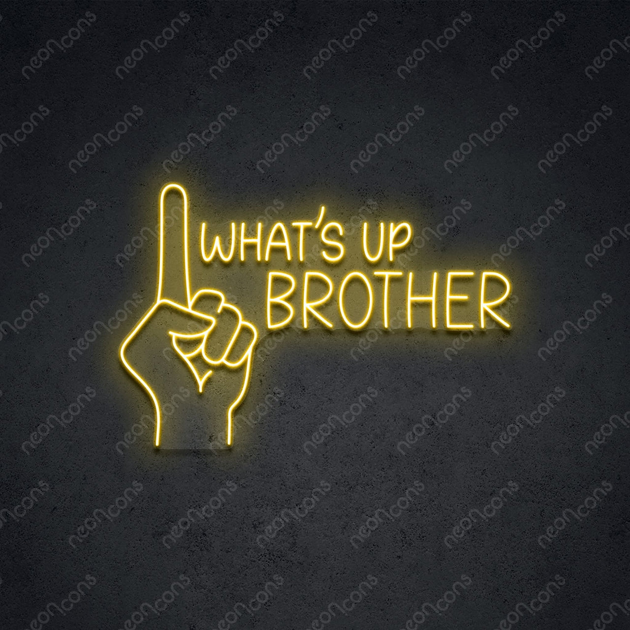 "What's Up Brother" LED Neon 45cm (1.5ft) / Yellow / LED Neon by Neon Icons