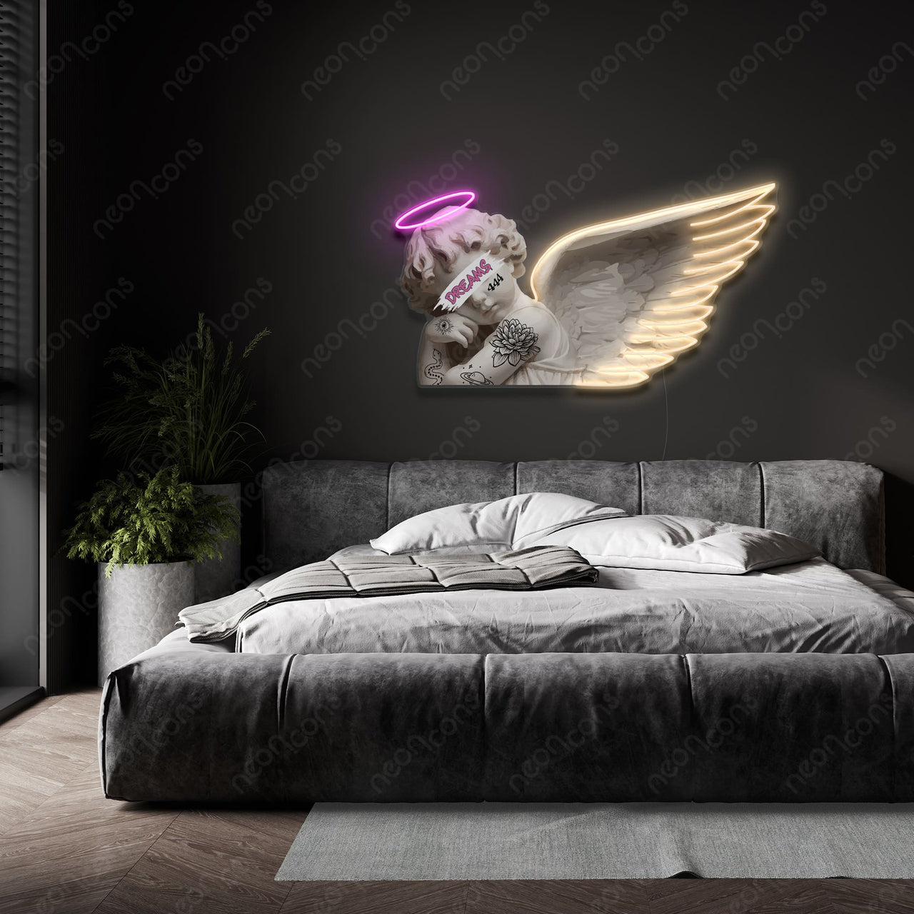 "Winging it" LED Neon x Print by Neon Icons