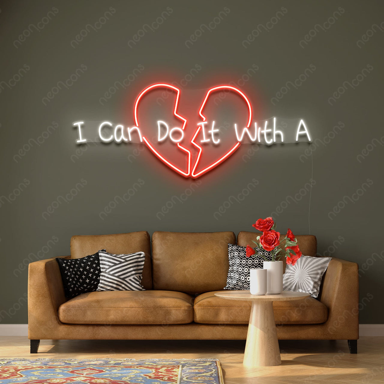 "With A Broken Heart" Neon Sign by Neon Icons