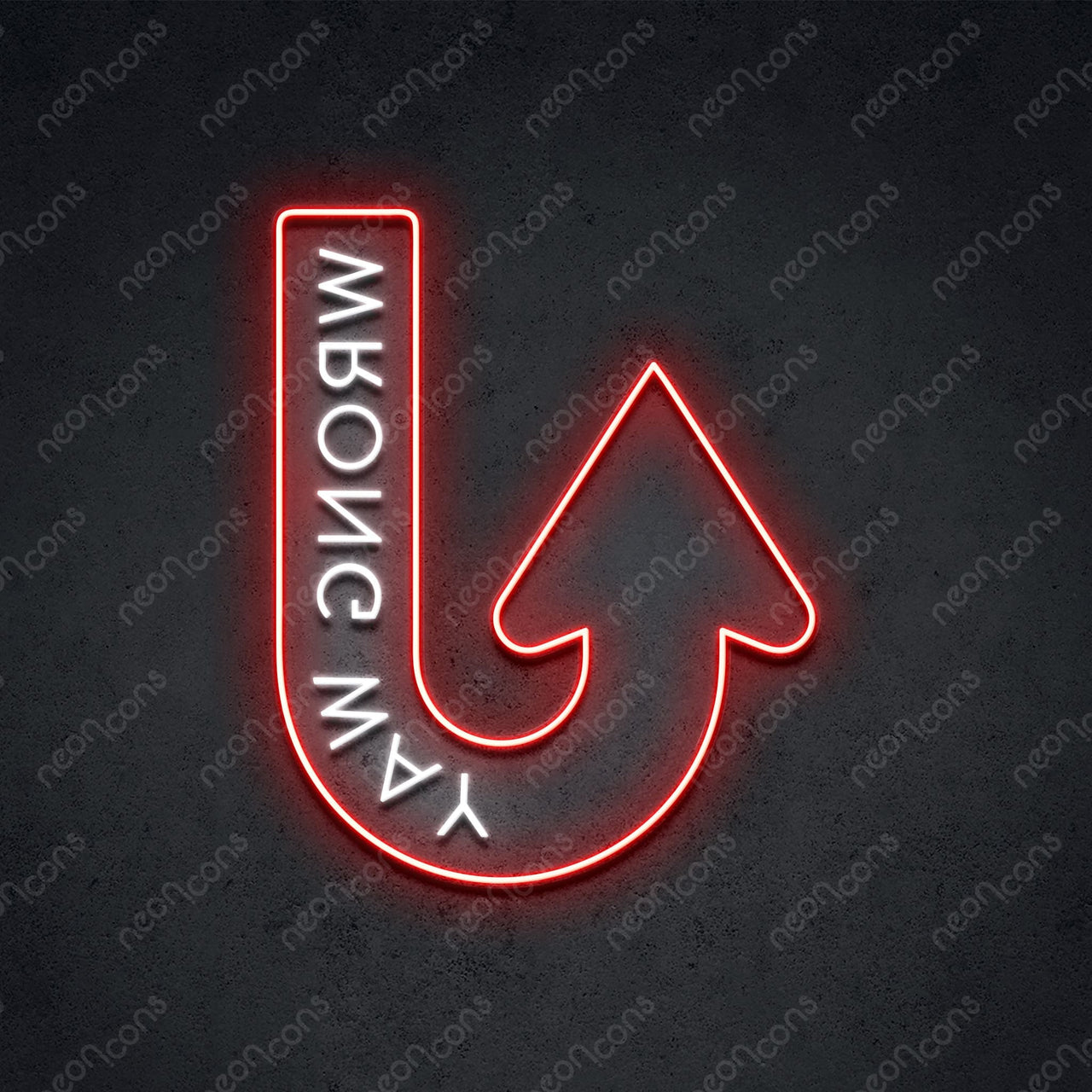 "Wrong Way" LED Neon 60cm (2ft) / Red / LED Neon by Neon Icons