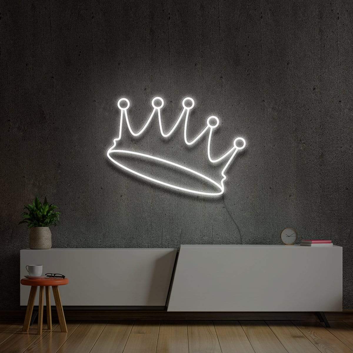 "A Crown Fit For A..." Neon Sign 60cm (2ft) / White / LED Neon by Neon Icons