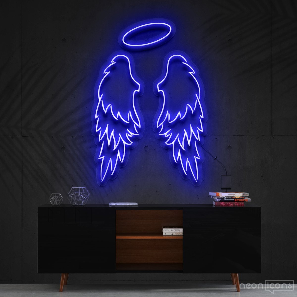 "Angel Wings" Neon Sign 90cm (3ft) / Blue / Cut to Shape by Neon Icons