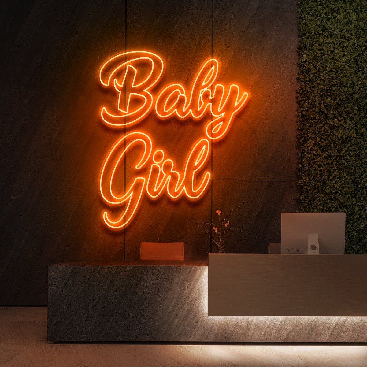 "Baby Girl" Neon Sign for Beauty Salons & Cosmetic Studios 90cm (3ft) / Orange / LED Neon by Neon Icons