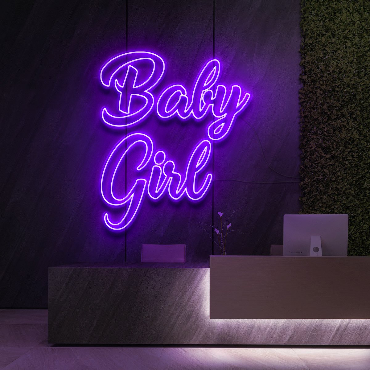 "Baby Girl" Neon Sign for Beauty Salons & Cosmetic Studios 90cm (3ft) / Purple / LED Neon by Neon Icons