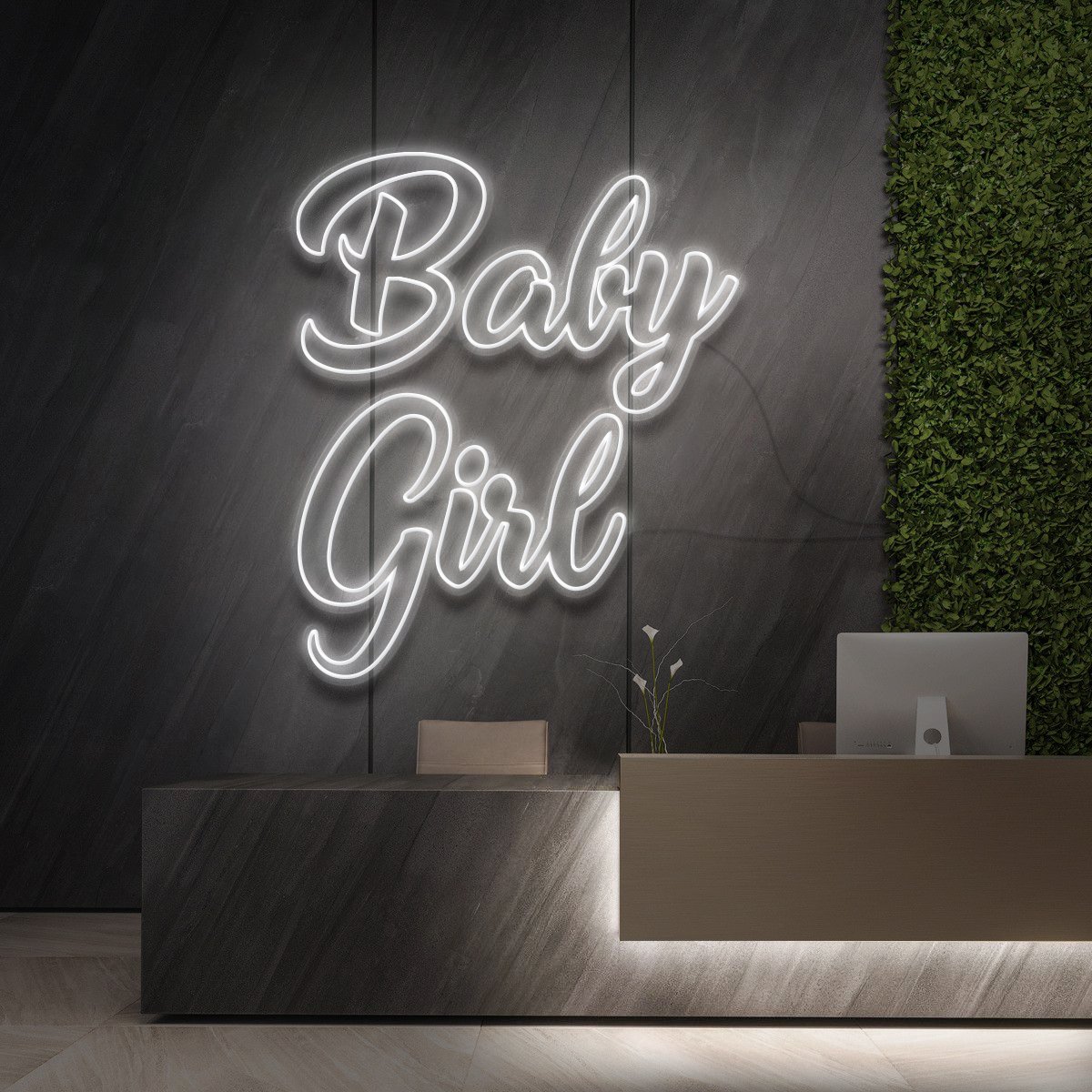 "Baby Girl" Neon Sign for Beauty Salons & Cosmetic Studios 90cm (3ft) / White / LED Neon by Neon Icons