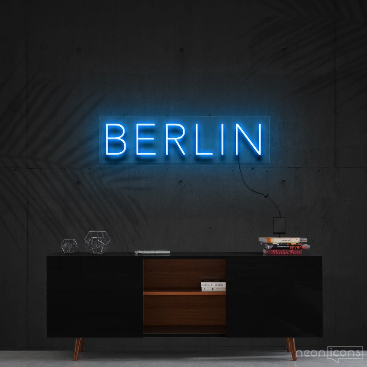 "Berlin" Neon Sign 60cm (2ft) / Ice Blue / Cut to Shape by Neon Icons