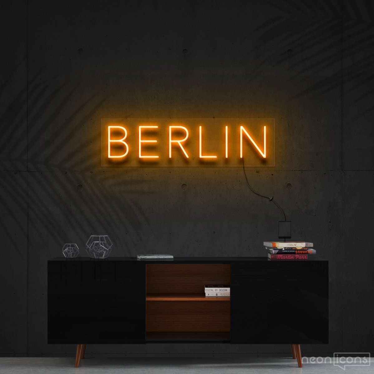 "Berlin" Neon Sign 60cm (2ft) / Orange / Cut to Shape by Neon Icons