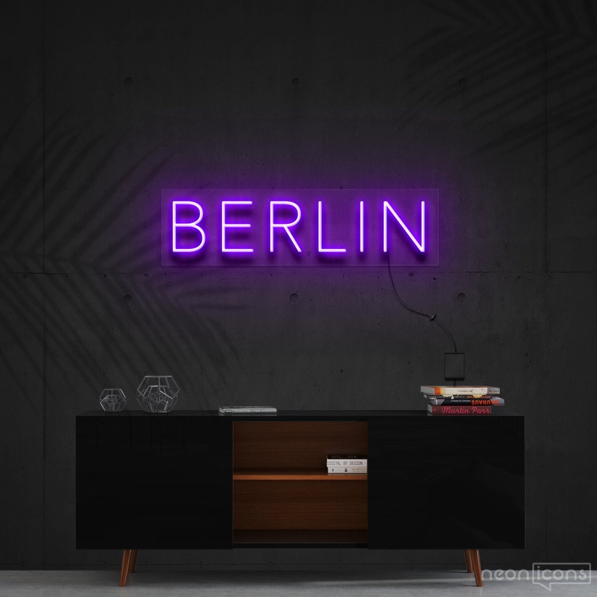 "Berlin" Neon Sign 60cm (2ft) / Purple / Cut to Shape by Neon Icons